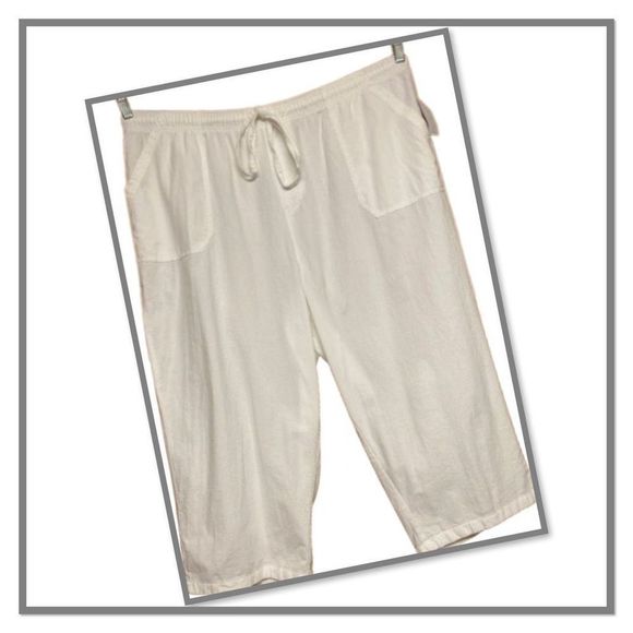 Basic Editions Size 2X White Capris - Picture 1 of 9